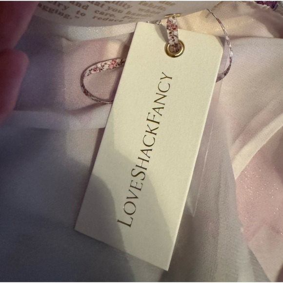 Loveshackfancy-NWT Purple Metallic Star FindlayLongsleeve Ruffle Wrap Mini Dress - Picture 8 of 11